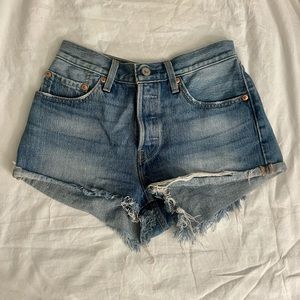 Levi’s 501 Denim Shorts High Waisted Cut Off Jean